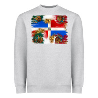 Heather Grey Mexican and Puerto Rico Flag Heavyweight Sweatshirt - texasbilliewilder