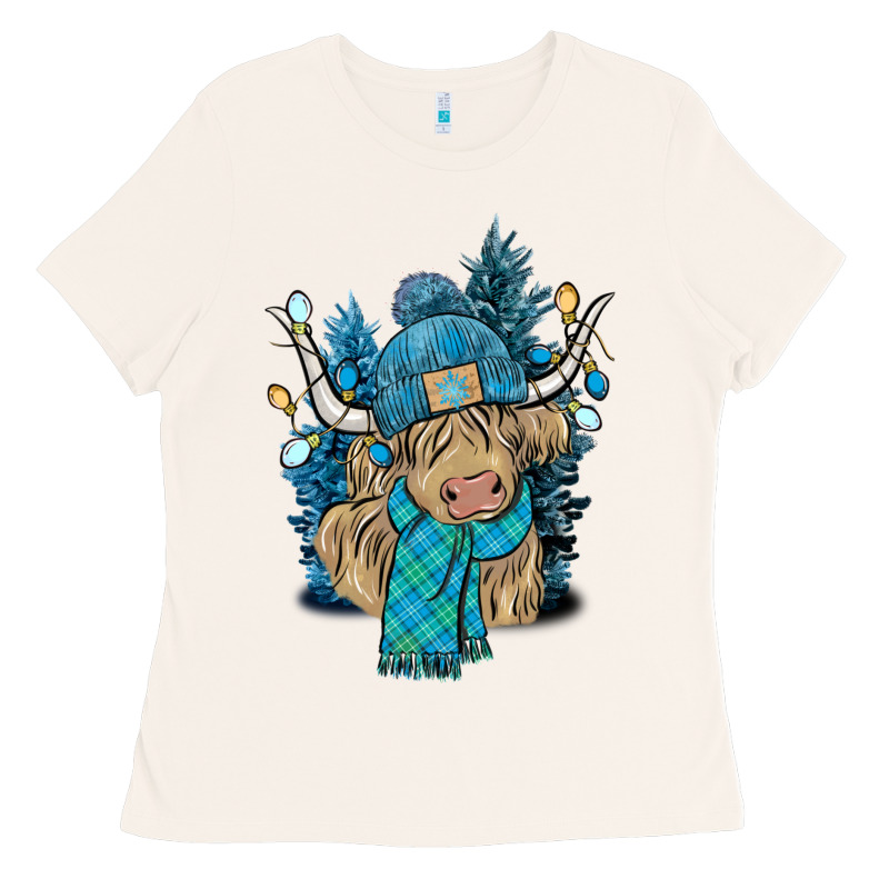 Winter Long Haired Cow Ladies Tee by NancyCooperArtShop | Teevron