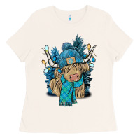 Bone Winter long haired Cow Ladies Tee - NancyCooperArtShop