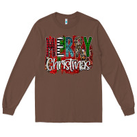 Chestnut Merry Christmas Buffalo Plaid Leopard Long Sleeve Tee - Bettercallsaul
