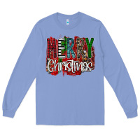 Colony Blue Merry Christmas Buffalo Plaid Leopard Long Sleeve Tee - Bettercallsaul