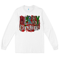 White Merry Christmas Buffalo Plaid Leopard Long Sleeve Tee - Bettercallsaul