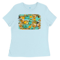 Baby Blue western fall vibes background Ladies Tee - Jasminsmagicworld