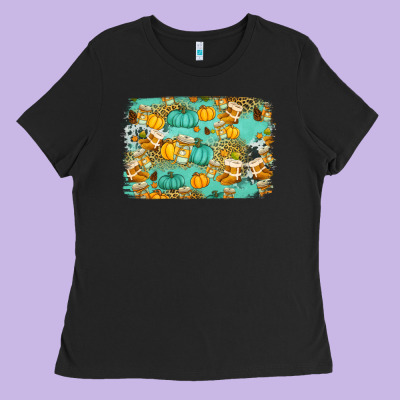 Western Fall Vibes Background Ladies Tee Designed By Jasminsmagicworld