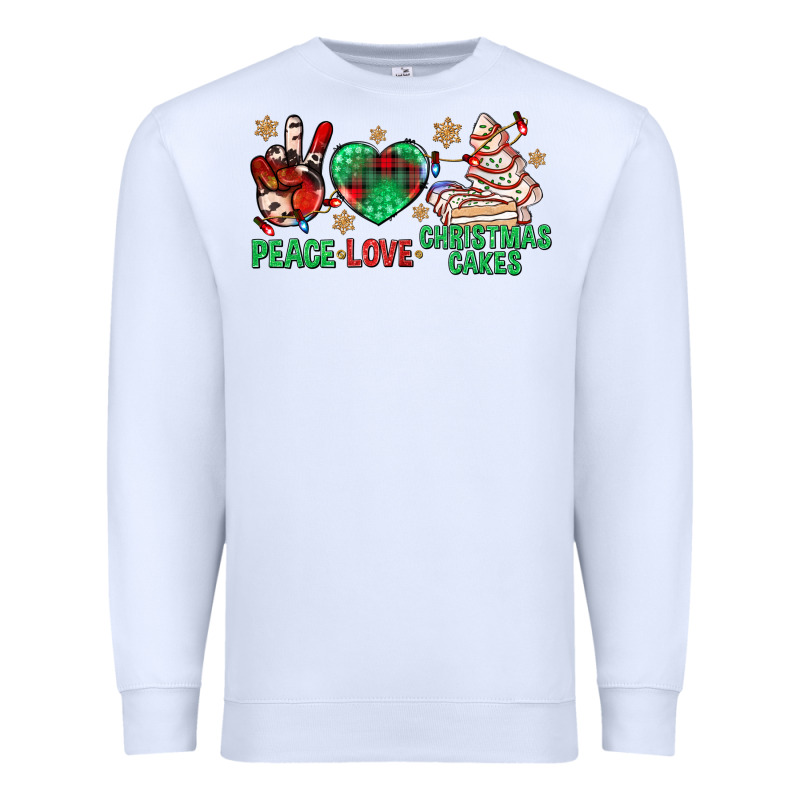 Peace Love Christmas Cakes Bbs Premium Sweatshirt by BundleAndBundleShop | Teevron