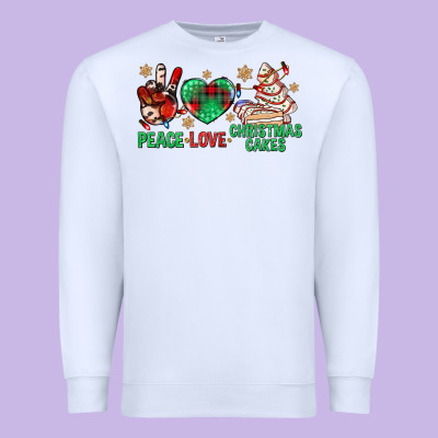Peace Love Christmas Cakes Bbs Premium Sweatshirt Designed By Bundleandbundleshop
