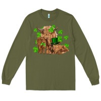 Army Green st patricks day cow family Long Sleeve Tee - RanaPortraitStore