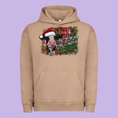 Merry Christmas Cow Urban Hoodie Designed By Cowhidedigitalart