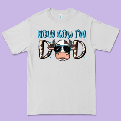 Holy Cow I'm Dad Premium Tee Designed By Maliassmallbusiness