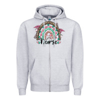 Heather Grey nurse rainbow Zipper Hoodie - CowGirlArtShop