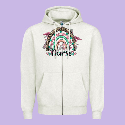 Nurse Rainbow Zipper Hoodie Designed By Cowgirlartshop