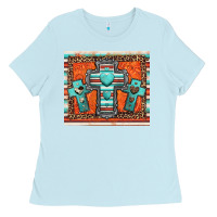 Baby Blue turquoise gemstone crosses Ladies Tee - Jasminsmagicworld