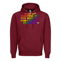 Burgundy What a beautiful day to respect other people's Zipper Hoodie - CowGirlArtShop