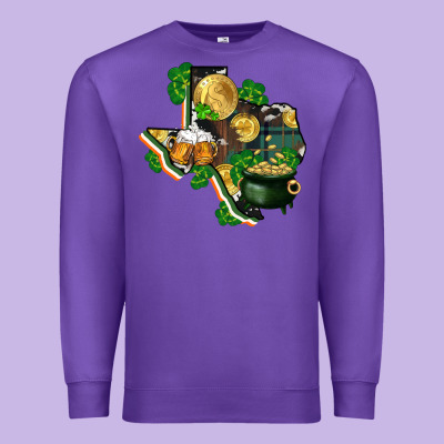Texas Map St Patricks Day Premium Sweatshirt Designed By Fadigitalartstudio