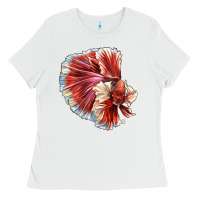 White Betta Fish Ladies Tee - LillyAllenDesigns