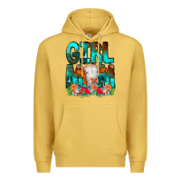 Antique Gold Girl Mom Cow Flowers Premium Hoodie - CowCowDesign