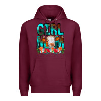 Burgundy Girl Mom Cow Flowers Premium Hoodie - CowCowDesign