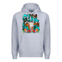 Heather Grey Girl Mom Cow Flowers Premium Hoodie - CowCowDesign