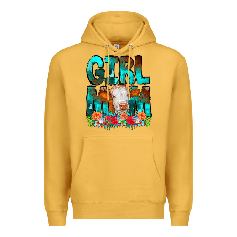 Girl Mom Cow Flowers Premium Hoodie by CowCowDesign | Teevron