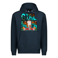 Navy Girl Mom Cow Flowers Premium Hoodie - CowCowDesign