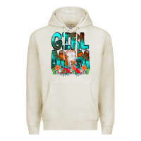 Oatmeal Heather Girl Mom Cow Flowers Premium Hoodie - CowCowDesign