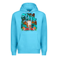 Ocean Blue Girl Mom Cow Flowers Premium Hoodie - CowCowDesign