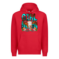 Red Girl Mom Cow Flowers Premium Hoodie - CowCowDesign