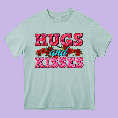 Hugs And Kisses Valentines Heavy Core Tee Designed By Adodesignshop