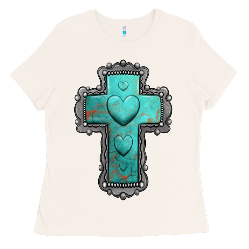 Turquoise Gemstone Cross Ladies Tee by Jasminsmagicworld | Teevron
