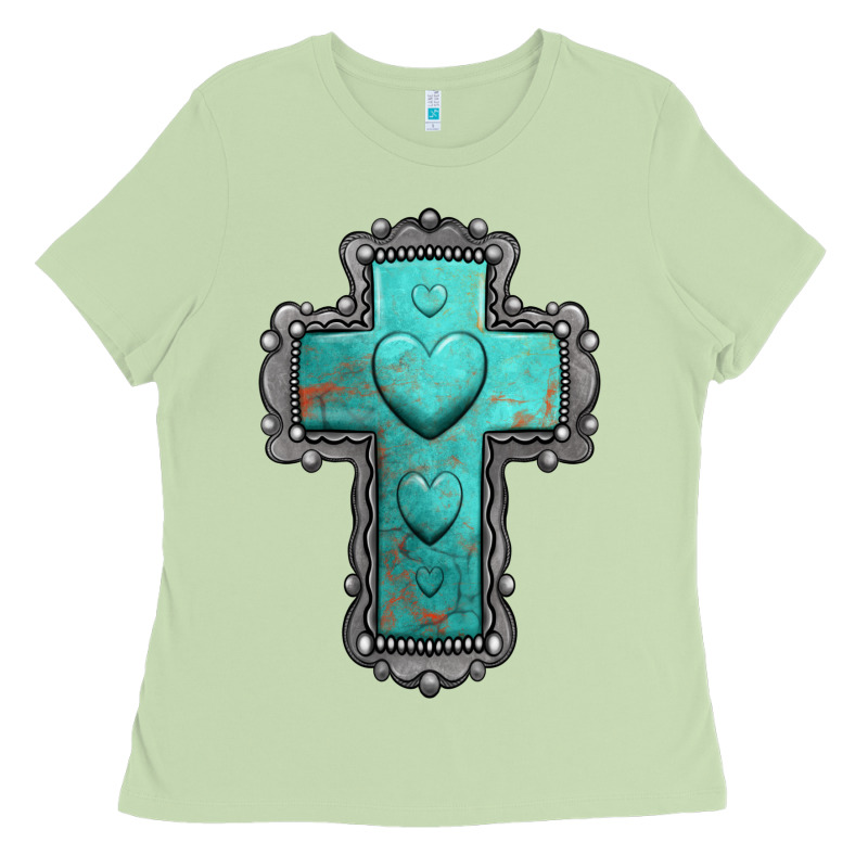 Turquoise Gemstone Cross Ladies Tee by Jasminsmagicworld | Teevron