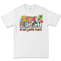 White the beach is my happy place Premium Tee - MaliasSmallBusiness