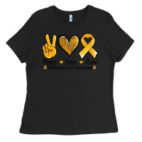 Black peace love cure childhood cancer Ladies Tee - Jasminsmagicworld