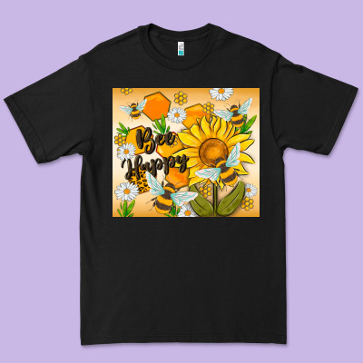 Bee Happy Premium Tee Designed By Maliassmallbusiness