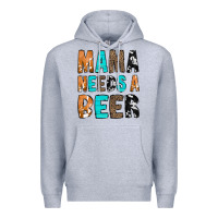 Heather Grey Mama Needs a Beer Premium Hoodie - CowCowDesign