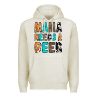 Oatmeal Heather Mama Needs a Beer Premium Hoodie - CowCowDesign