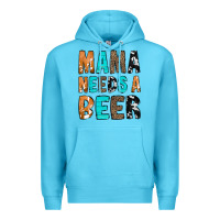 Ocean Blue Mama Needs a Beer Premium Hoodie - CowCowDesign