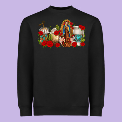 Lady Of Guadalupe Coffee Cups Heavyweight Sweatshirt Designed By Texasbilliewilder