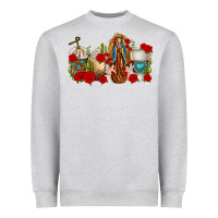 Heather Grey Lady of Guadalupe Coffee Cups Heavyweight Sweatshirt - texasbilliewilder