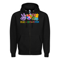 Black Peace love Autism Zipper Hoodie - CowGirlArtShop