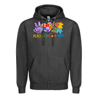 Charcoal Heather Peace love Autism Zipper Hoodie - CowGirlArtShop