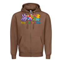 Chestnut Peace love Autism Zipper Hoodie - CowGirlArtShop
