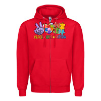 Red Peace love Autism Zipper Hoodie - CowGirlArtShop