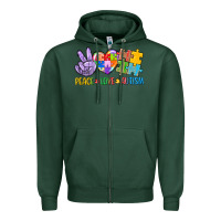 Sports Green Peace love Autism Zipper Hoodie - CowGirlArtShop
