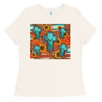 Bone turquoise cross pattern Ladies Tee - Jasminsmagicworld