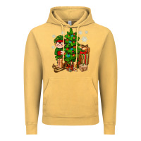 Vintage Mustard Christmas Elf With Gift Vintage Hoodie - BundleAndBundleShop