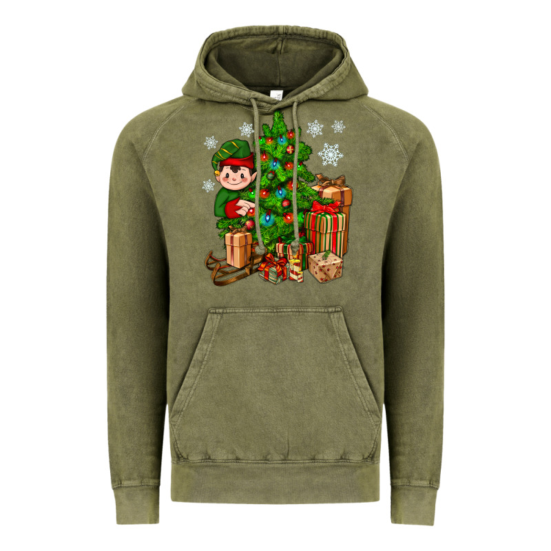 Christmas Elf With Gift Vintage Hoodie by BundleAndBundleShop | Teevron