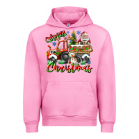 Fuchsia Pink Merry Christmas  tractor Urban Hoodie - CowhideDigitalArt