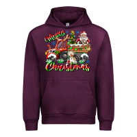 Mauve Wine Merry Christmas  tractor Urban Hoodie - CowhideDigitalArt