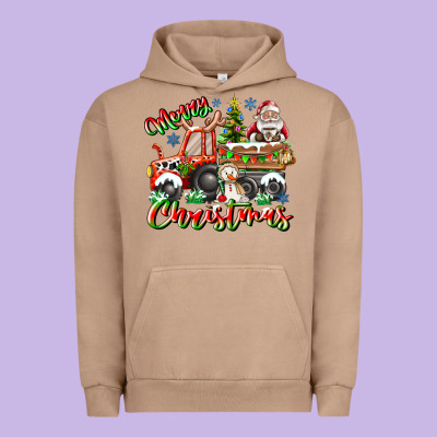 Merry Christmas  Tractor Urban Hoodie Designed By Cowhidedigitalart