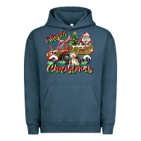 Pigment Midnight Navy Merry Christmas  tractor Urban Hoodie - CowhideDigitalArt